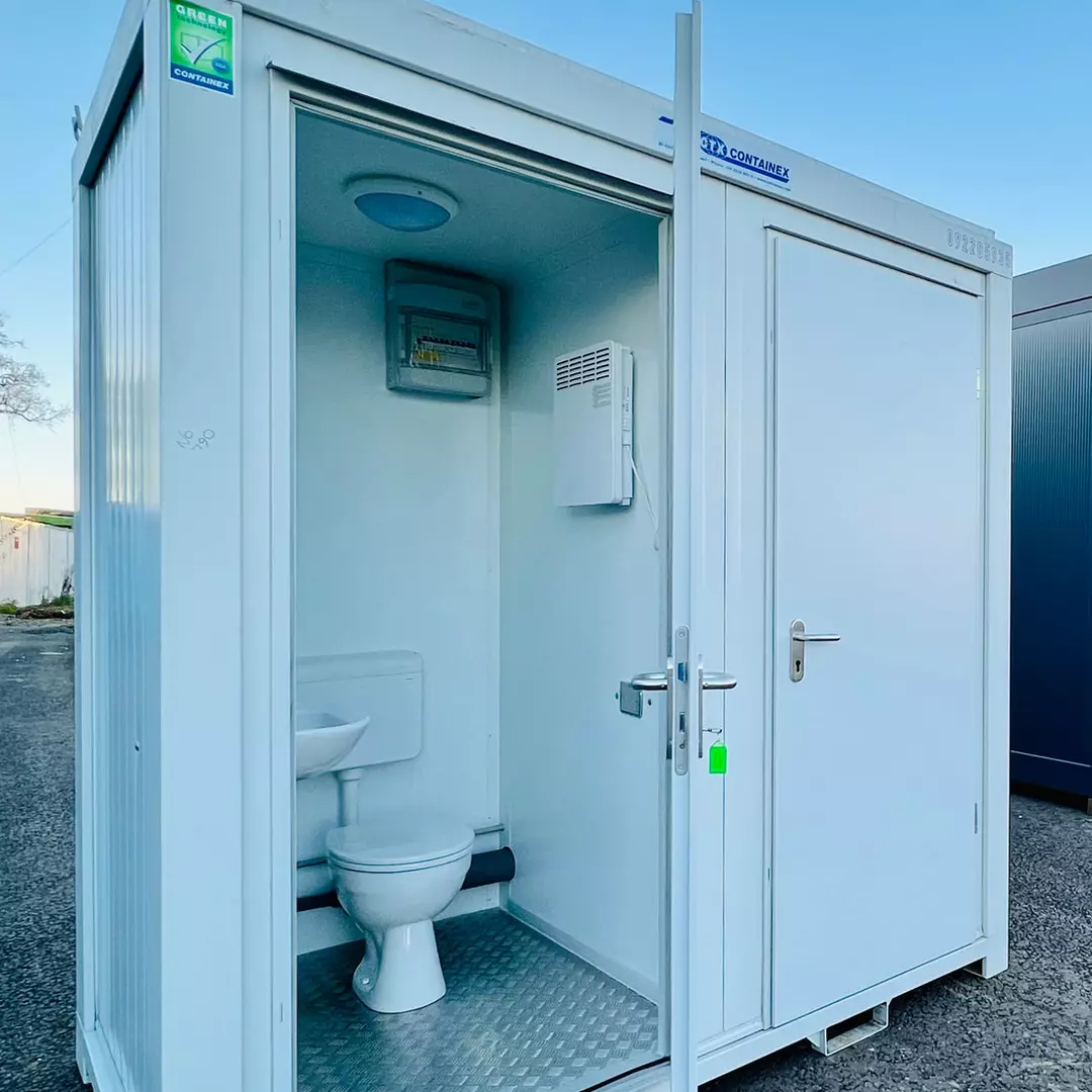 2 New Toilets Double Toilet Block 8x5 Ft NEW Portable Containex 1+1 Toilet Block Light Grey - Image 5