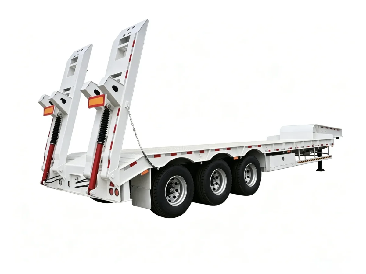 3-Axle Gooseneck Lowbed Semi-Trailer With Hydraulic Ramps