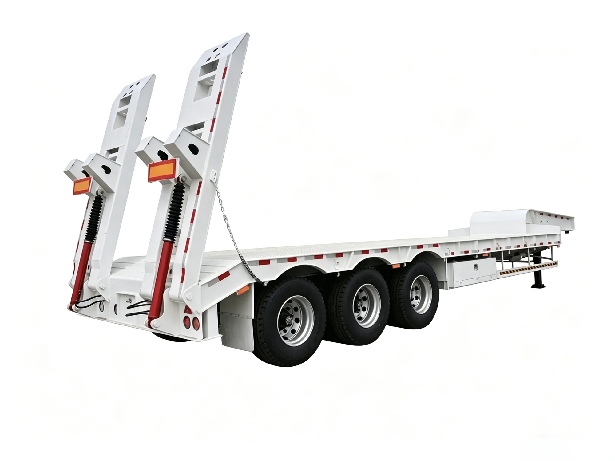3-Axle Gooseneck Lowbed Semi-Trailer With Hydraulic Ramps