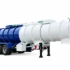 Three-axle 20m³ chemical tanker trailer with a blue and white tank