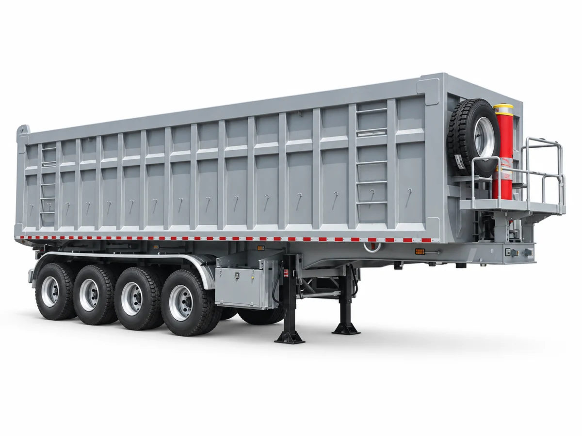 4-Axle Rectangular Box Rear Tipper Semi-Trailer
